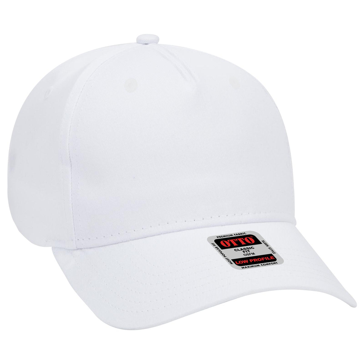 Right View of 016 - White OTTO CAP 5 Panel Low Profile Baseball Cap