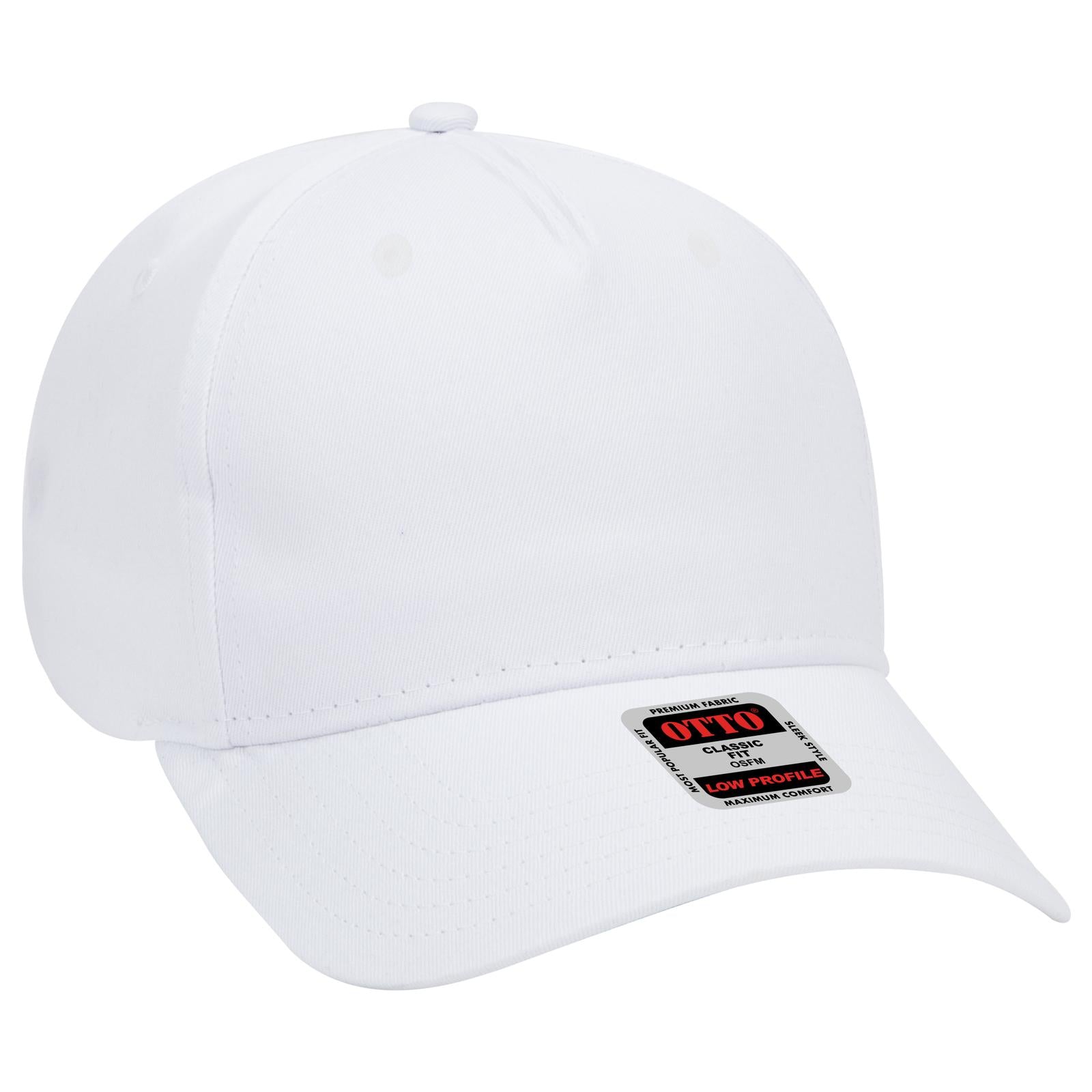 Right View of 016 - White OTTO CAP 5 Panel Low Profile Baseball Cap