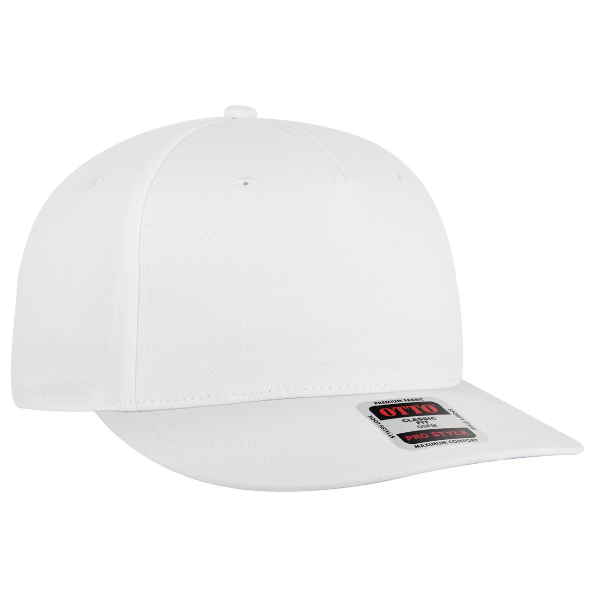 Right View of 016 - White OTTO CAP 5 Panel Pro Style Baseball Cap