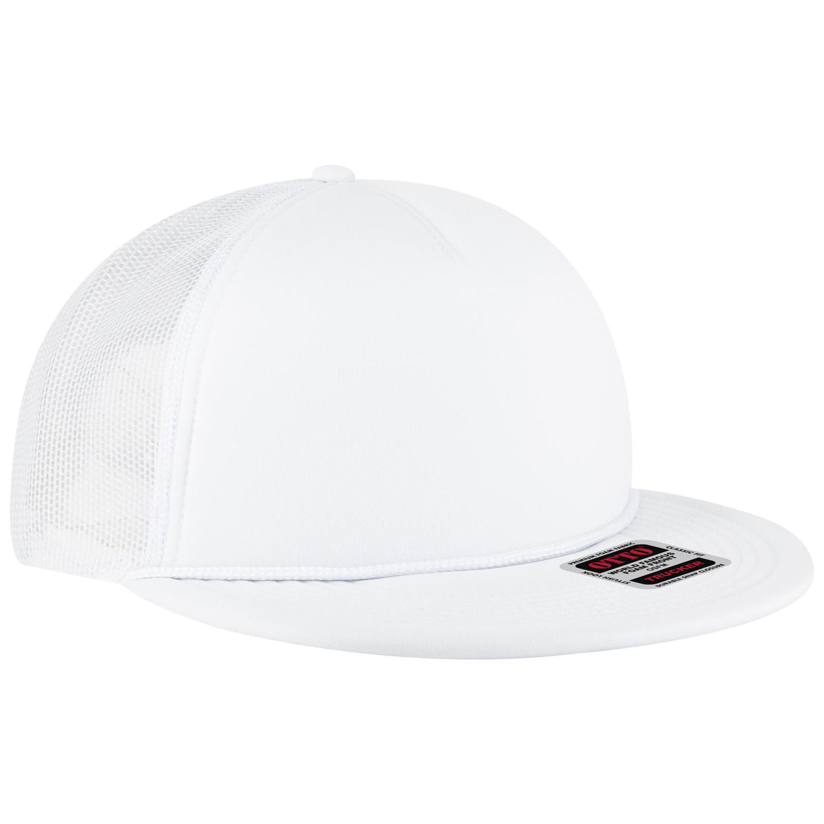 Right View of 016 - White OTTO CAP 5 Panel Pro Style Mesh Back Trucker Hat