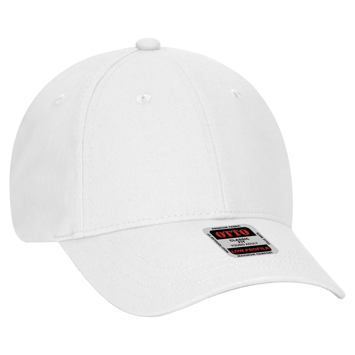 Right View of 016 - White OTTO CAP 6 Panel Low Profile Baseball Cap