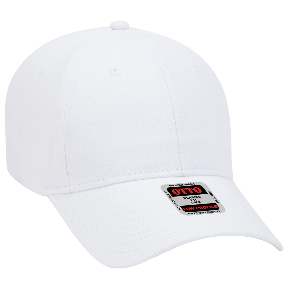 Right View of 016 - White OTTO CAP 6 Panel Low Profile Baseball Cap