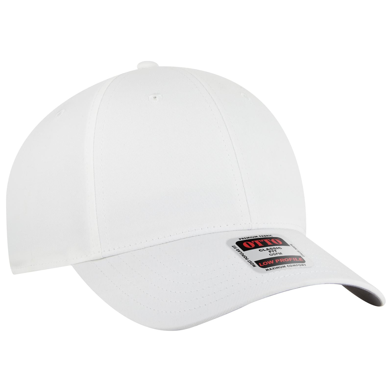 Front View of 016 - White OTTO CAP 6 Panel Low Profile Baseball Cap