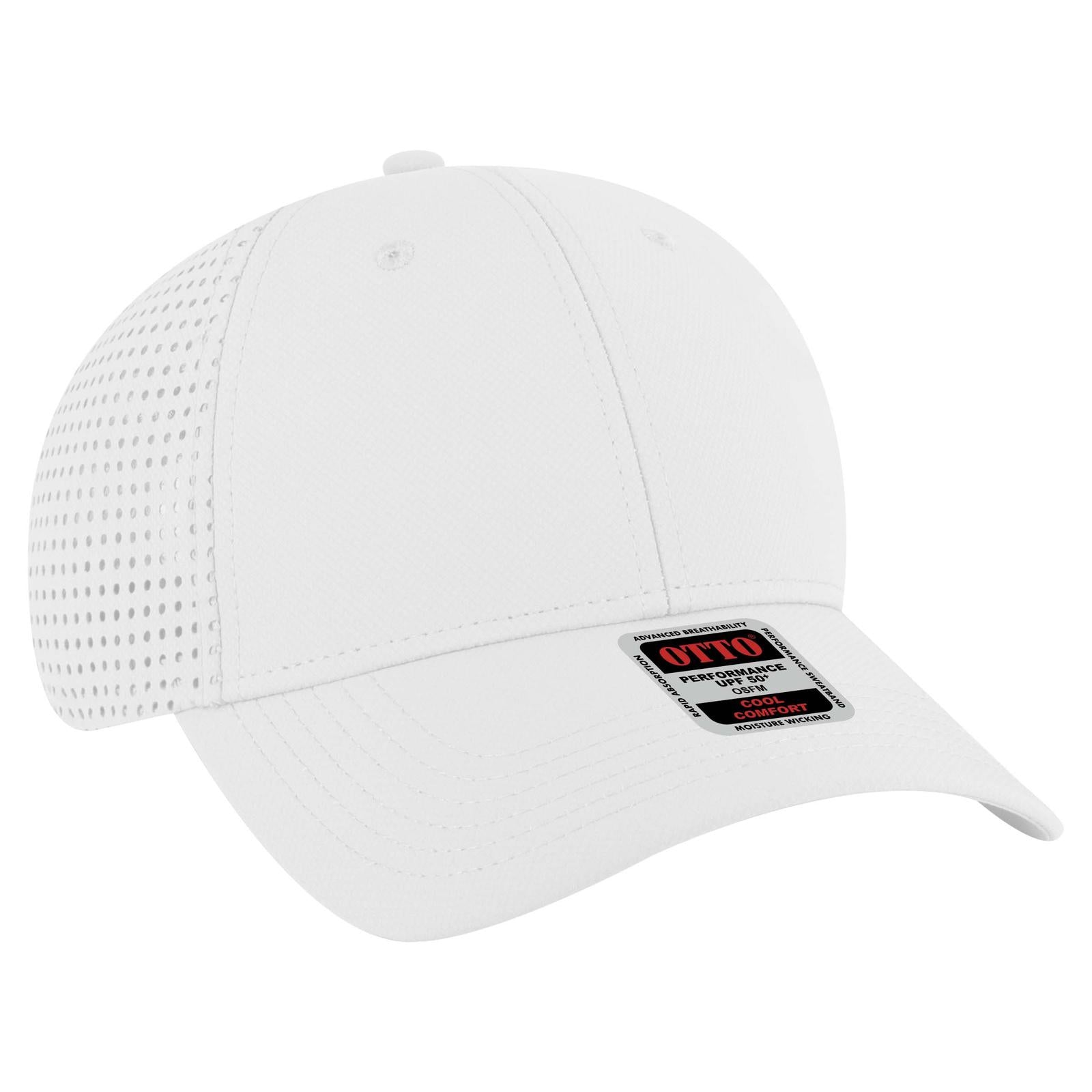 Front View of 016 - White OTTO CAP 6 Panel Low Profile Baseball Cap
