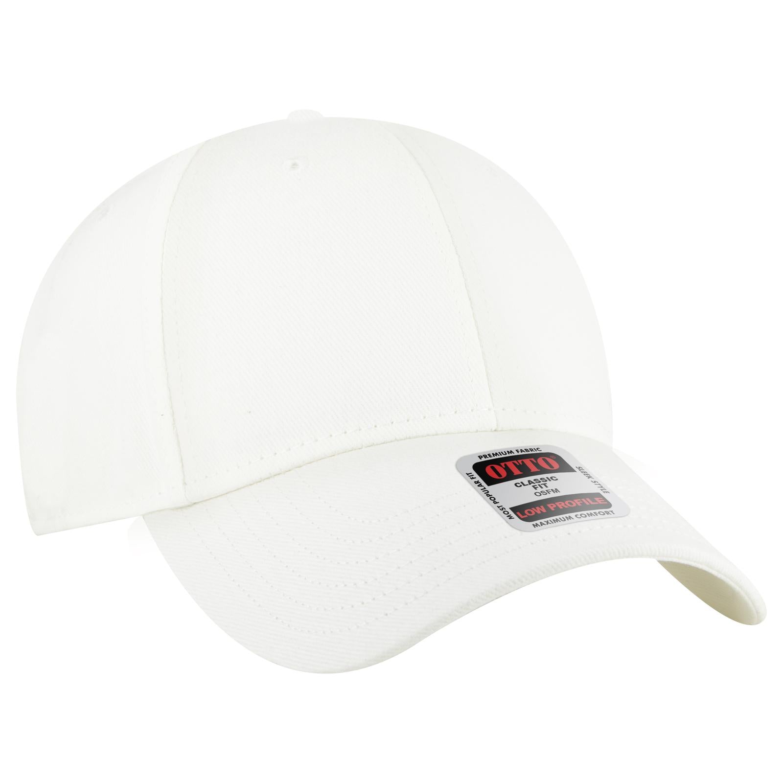 Front View of 016 - White OTTO CAP 6 Panel Low Profile Baseball Cap