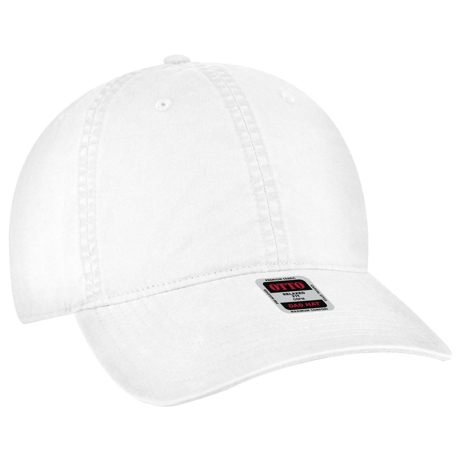 Right View of 016 - White OTTO CAP 6 Panel Low Profile Dad Hat