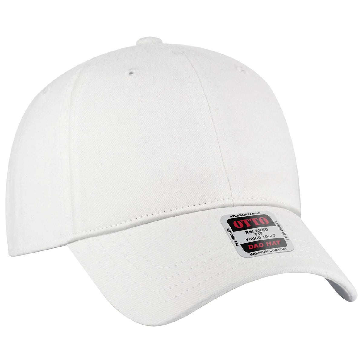 Right View of 016 - White OTTO CAP 6 Panel Low Profile Dad Hat