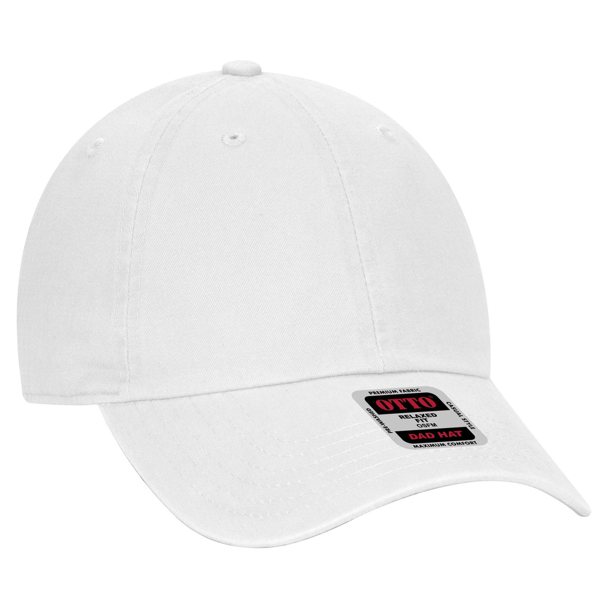 Right View of 016 - White OTTO CAP 6 Panel Low Profile Dad Hat