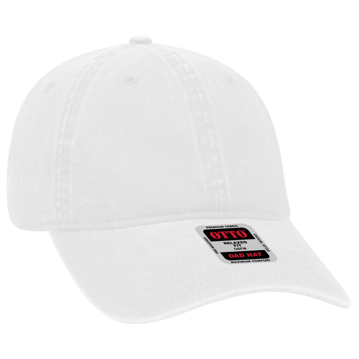 Right View of 016 - White OTTO CAP 6 Panel Low Profile Dad Hat