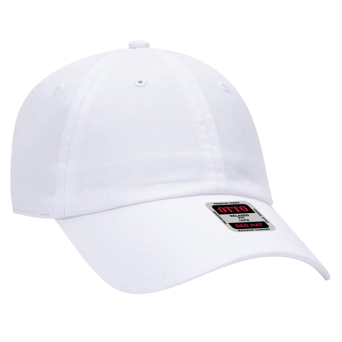 Right View of 016 - White OTTO CAP 6 Panel Low Profile Dad Hat