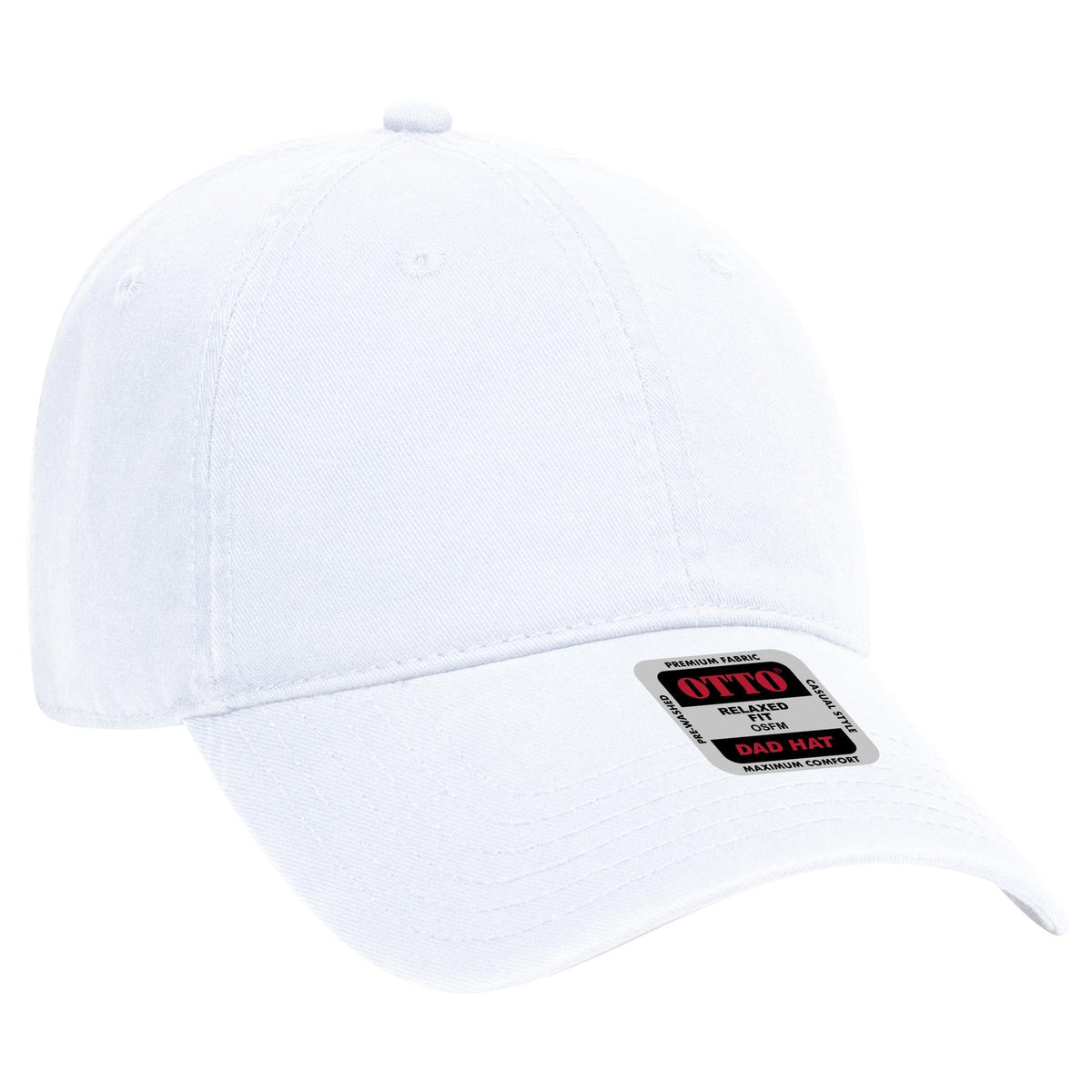 Right View of 016 - White OTTO CAP 6 Panel Low Profile Dad Hat