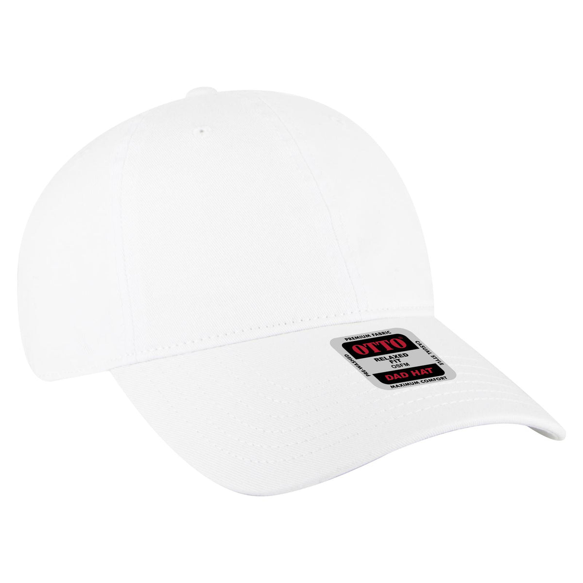 Right View of 016 - White OTTO CAP 6 Panel Low Profile Dad Hat