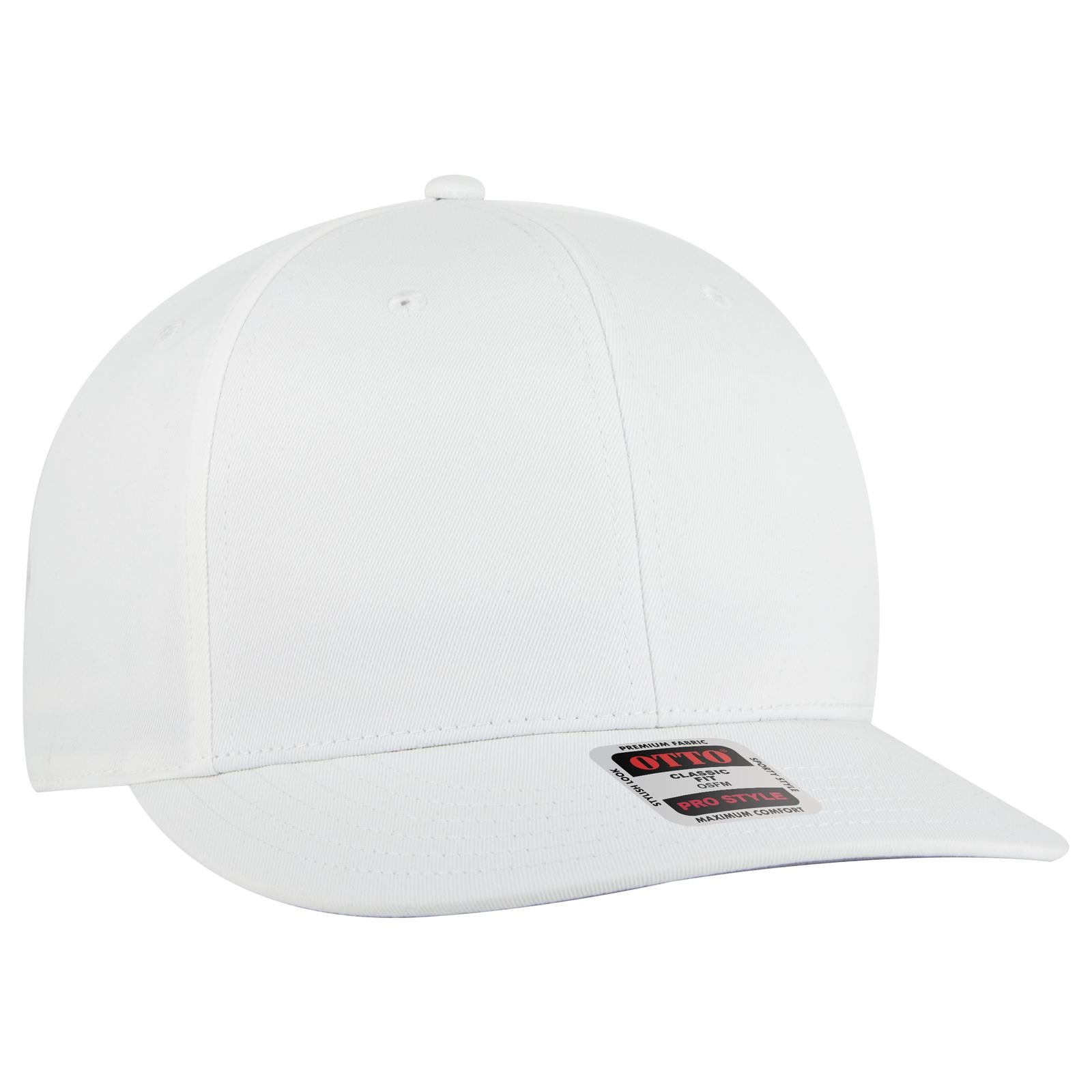Right View of 016 - White OTTO CAP 6 Panel Pro Style Baseball Cap