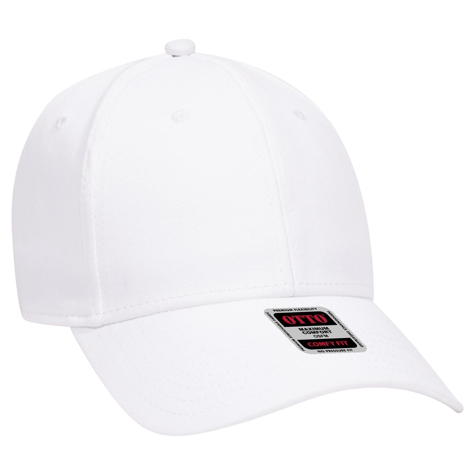 Front View of 016 - White OTTO CAP "OTTO COMFY FIT" 6 Panel Low Profile Baseball Cap