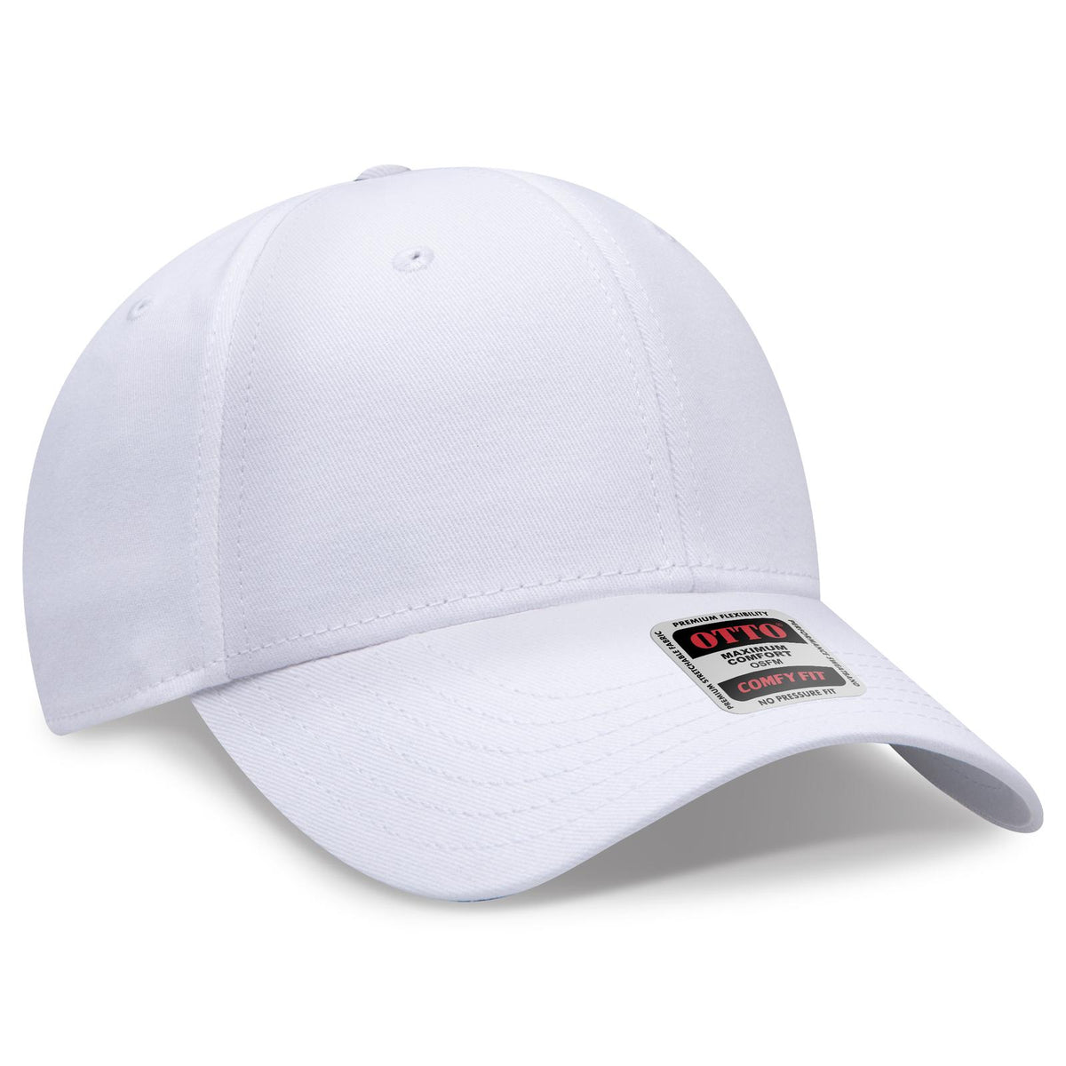 Right View of 016 - White OTTO CAP "OTTO COMFY FIT" 6 Panel Low Profile Baseball Cap