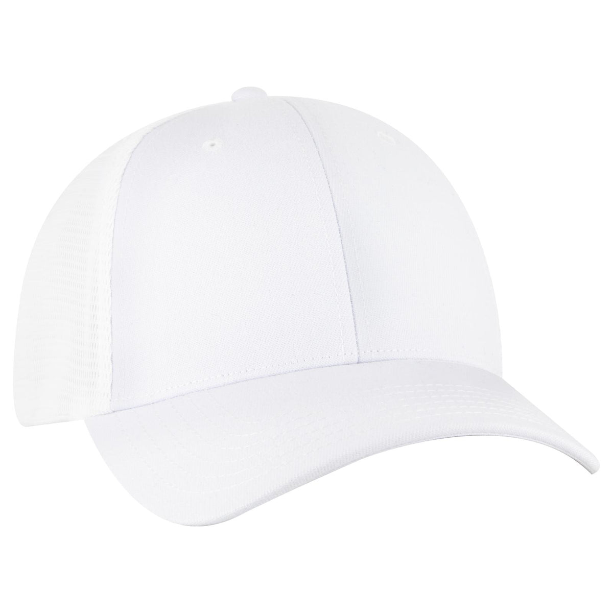Right View of 016 - White OTTO CAP "OTTO COMFY FIT" 6 Panel Low Profile Mesh Back Trucker Hat
