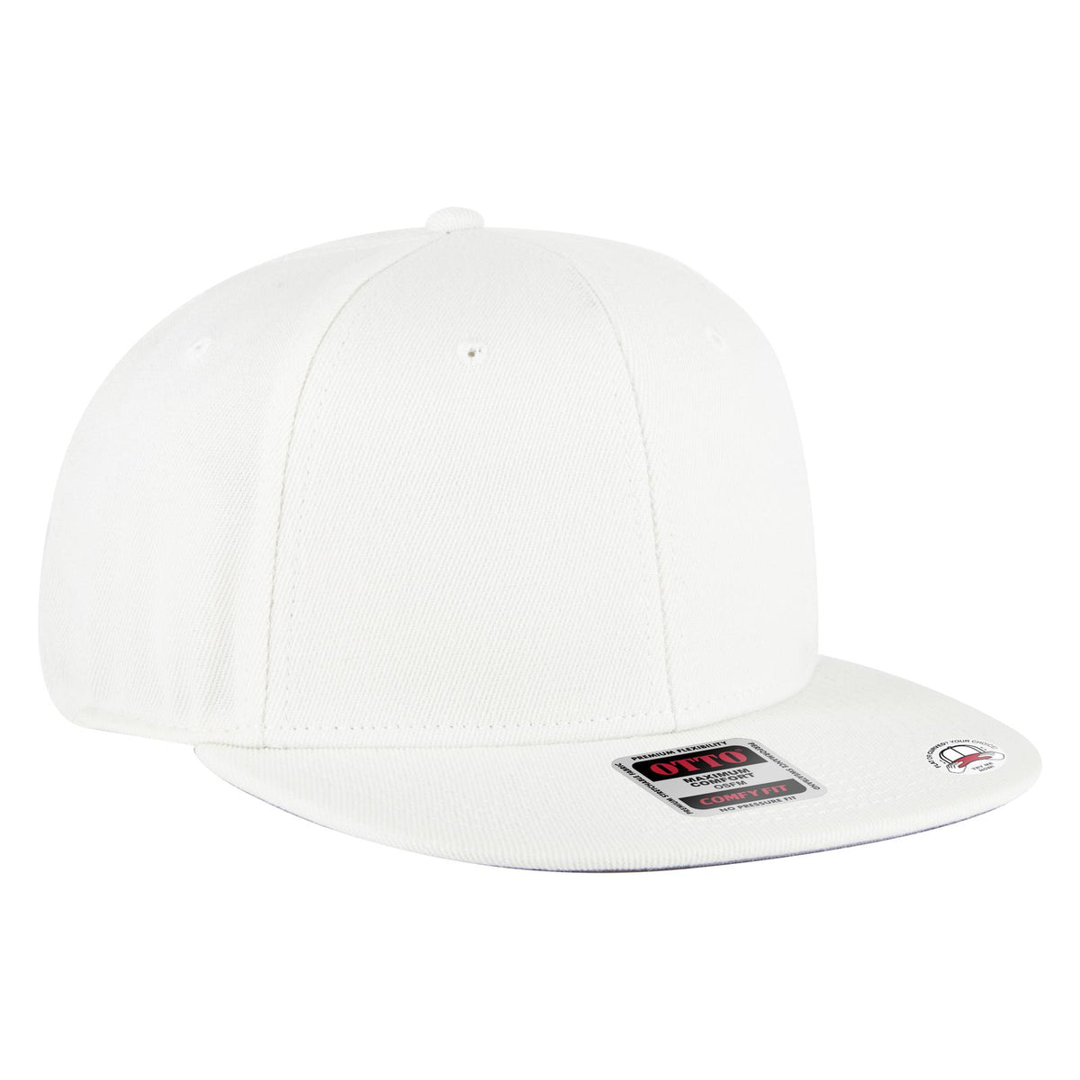 Right View of 016 - White OTTO CAP "OTTO COMFY FIT" 6 Panel Pro Style Snapback Hat