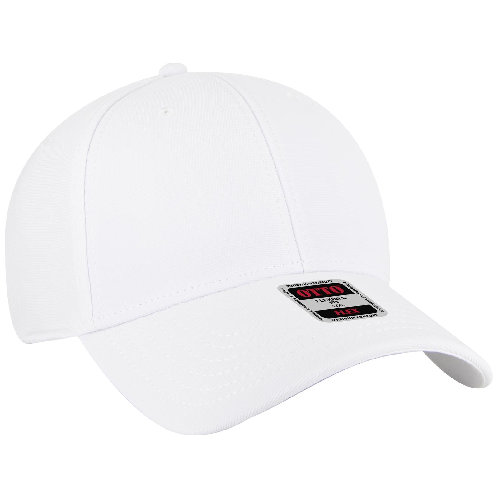 Front View of 016 - White OTTO CAP "OTTO FLEX" Fitted 6 Panel Low Profile Baseball Cap
