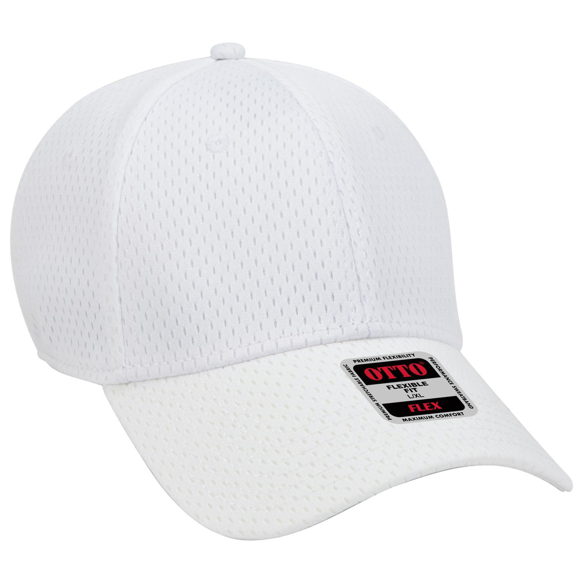 Right View of 016 - White OTTO CAP "OTTO FLEX" Fitted 6 Panel Low Profile Baseball Cap