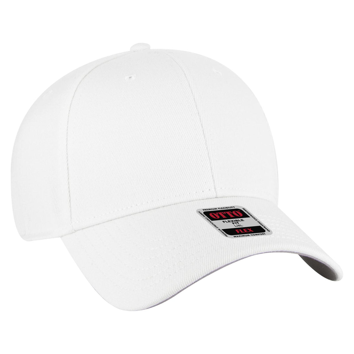 Right View of 016 - White OTTO CAP "OTTO FLEX" Fitted 6 Panel Low Profile Baseball Cap