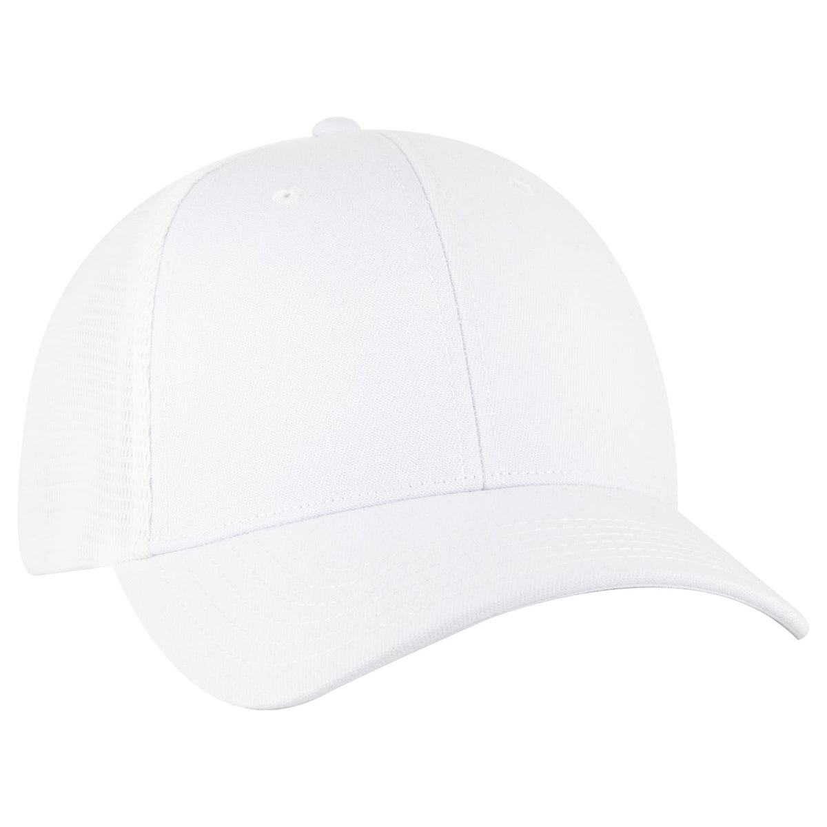 Right View of 016 - White OTTO CAP "OTTO FLEX" Fitted 6 Panel Low Profile Mesh Back Trucker Hat