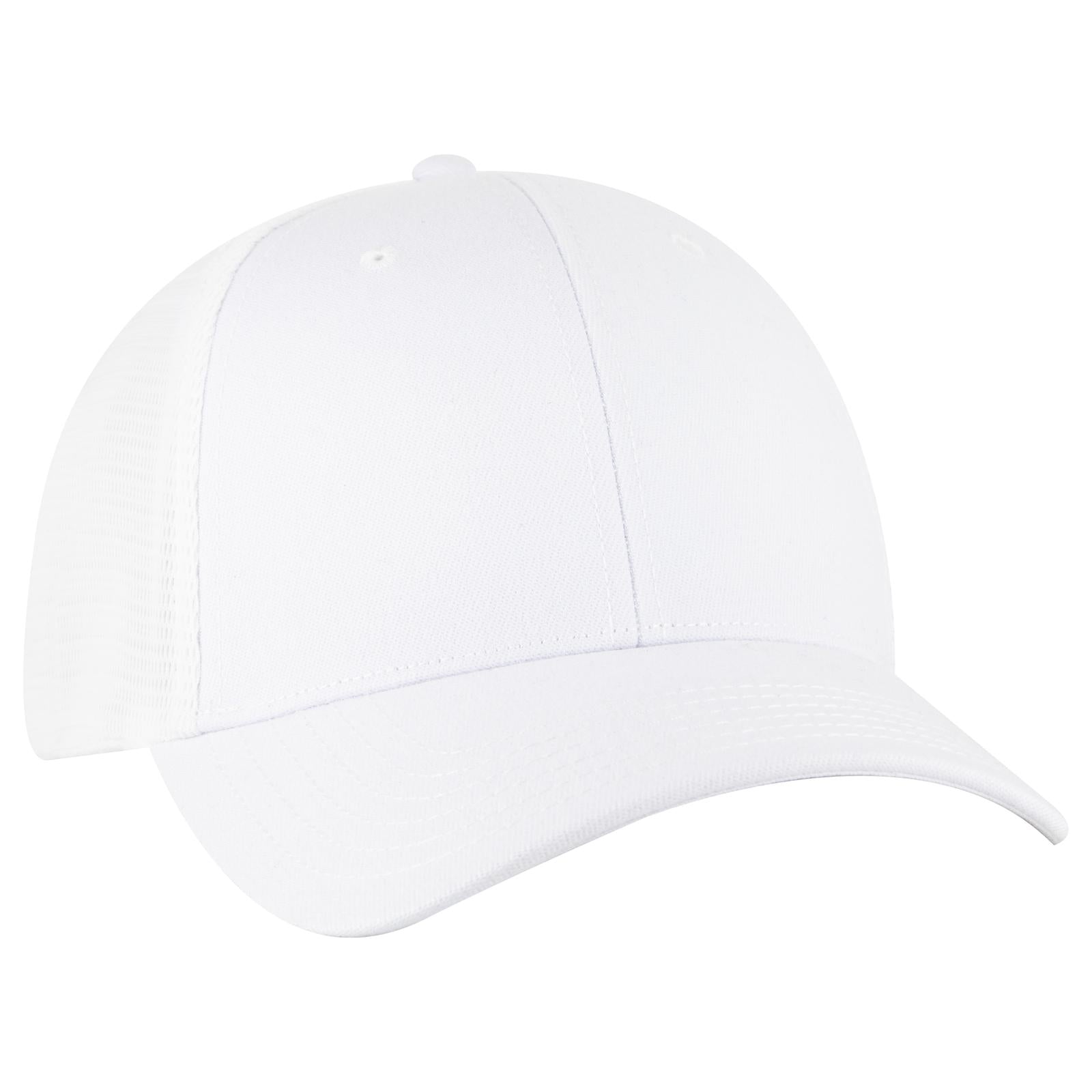 Right View of 016 - White OTTO CAP "OTTO FLEX" Fitted 6 Panel Low Profile Mesh Back Trucker Hat