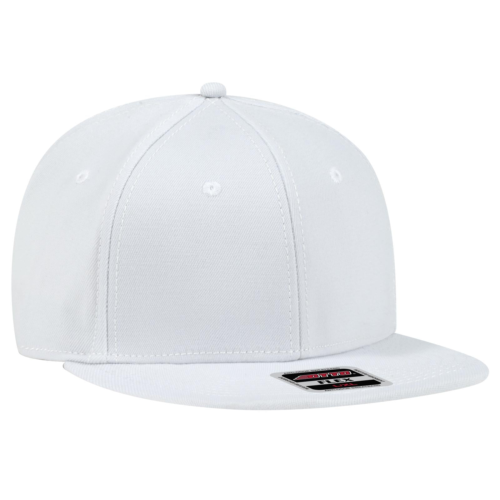 Front View of 016 - White OTTO CAP "OTTO FLEX" Fitted 6 Panel Mid Profile Baseball Cap