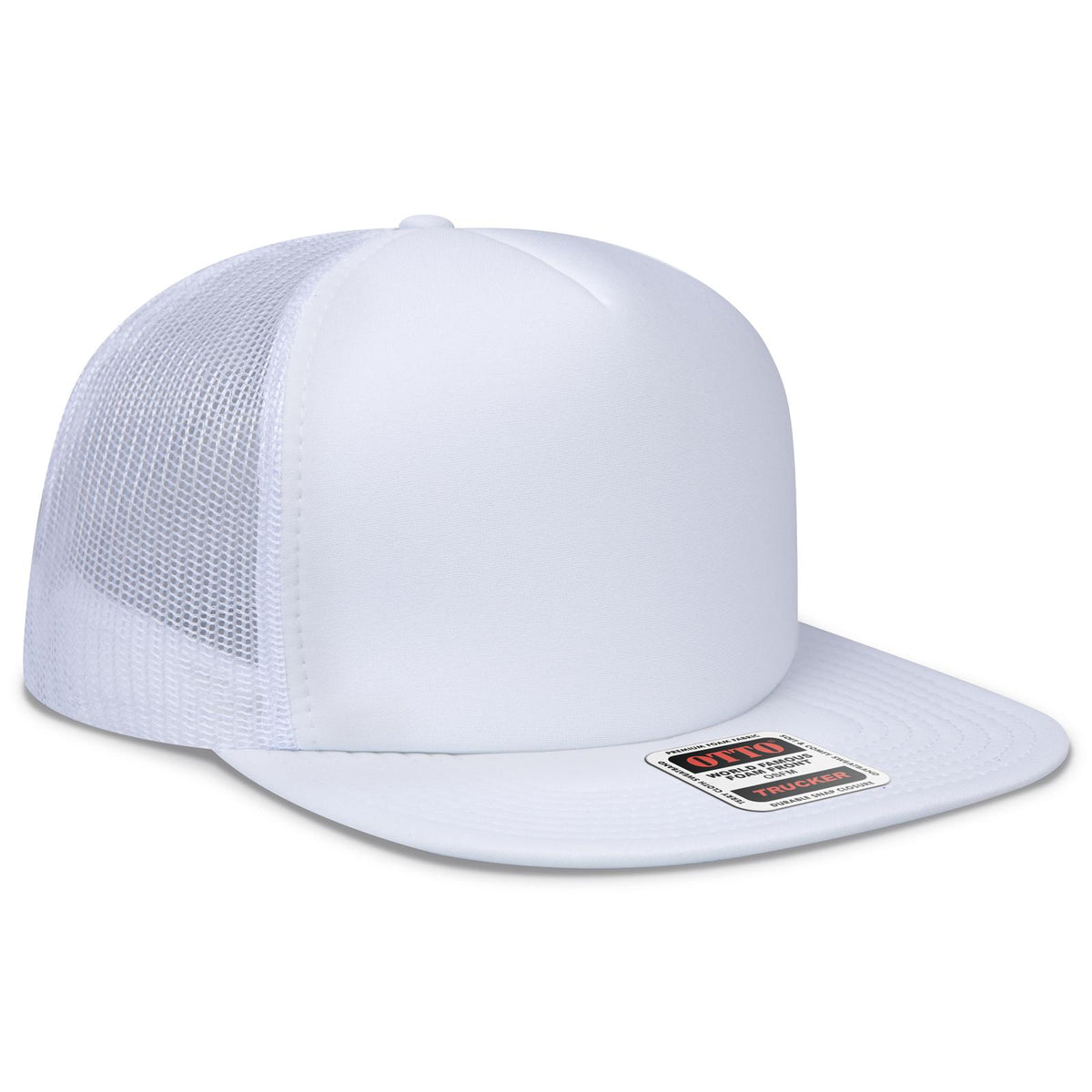Right View of 016 - White OTTO CAP "OTTO SNAP" 5 Panel High Crown Mesh Back Trucker Snapback Hat