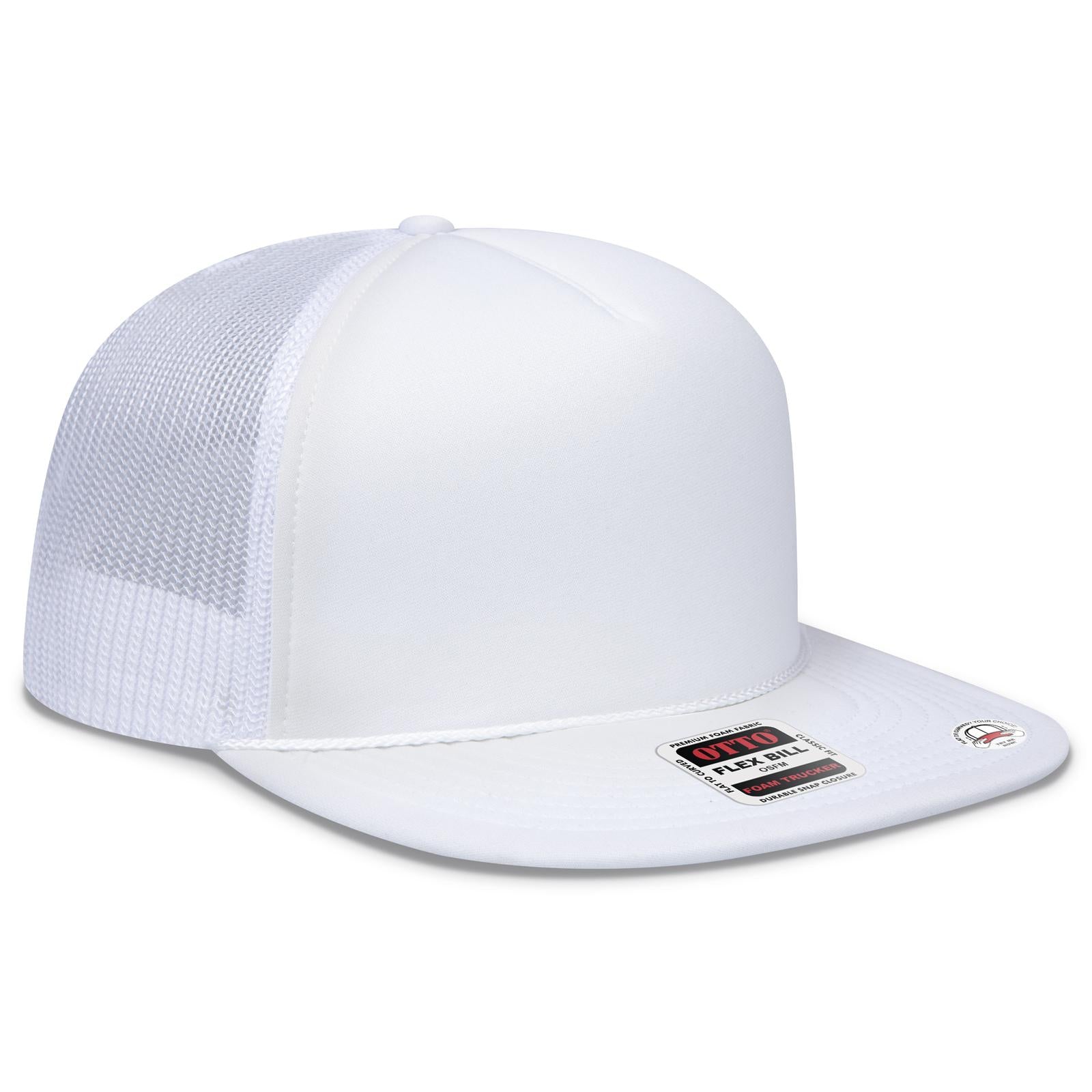 Right View of 016 - White OTTO CAP "OTTO SNAP" 5 Panel Pro Style Mesh Back Trucker Snapback Hat