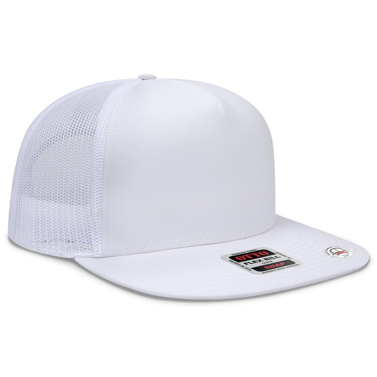 Right View of 016 - White OTTO CAP "OTTO SNAP" 5 Panel Pro Style Mesh Back Trucker Snapback Hat