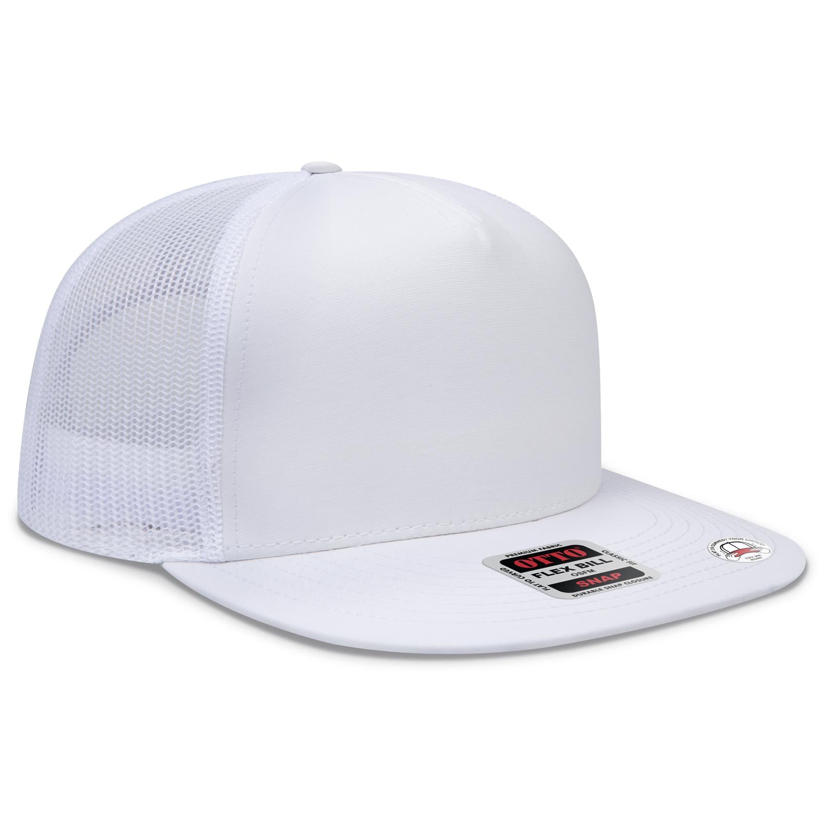 Right View of 016 - White OTTO CAP "OTTO SNAP" 5 Panel Pro Style Mesh Back Trucker Snapback Hat