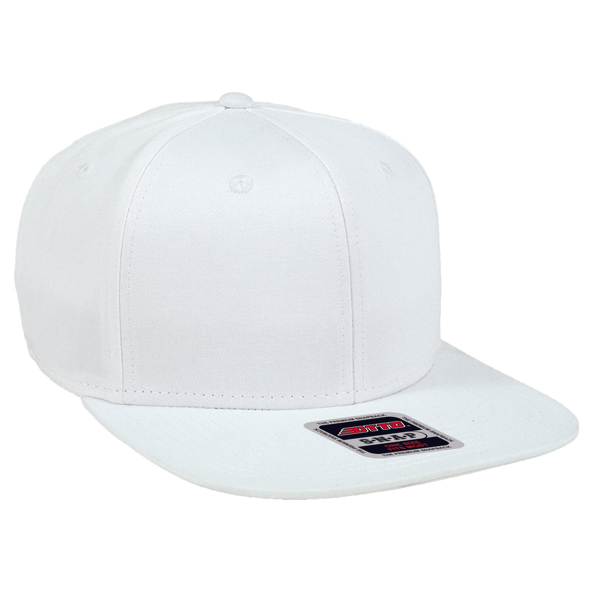 Right View of 016 - White OTTO CAP "OTTO SNAP" 6 Panel Mid Profile Snapback Hat
