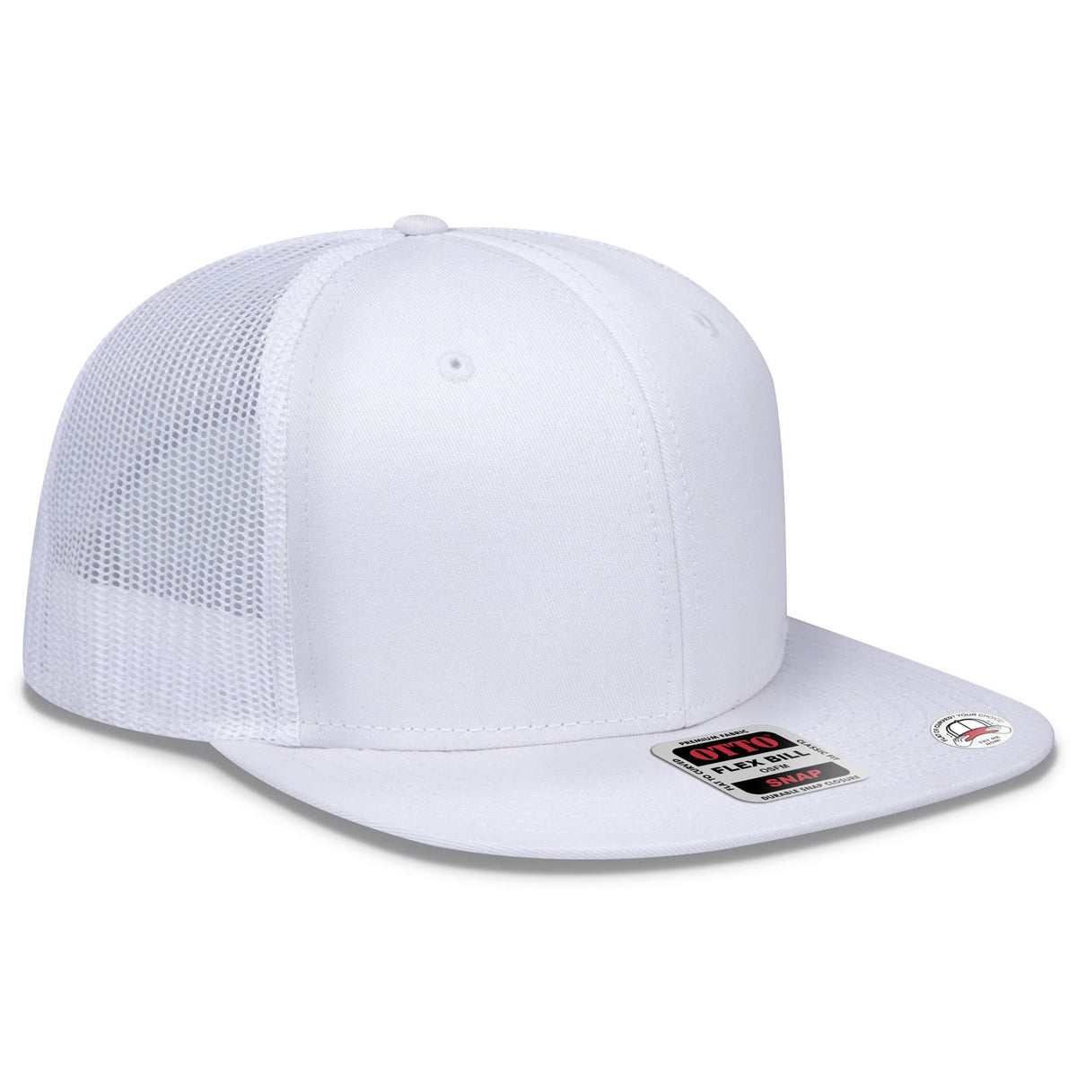 Right View of 016 - White OTTO CAP "OTTO SNAP" 6 Panel Pro Style Mesh Back Trucker Snapback Hat