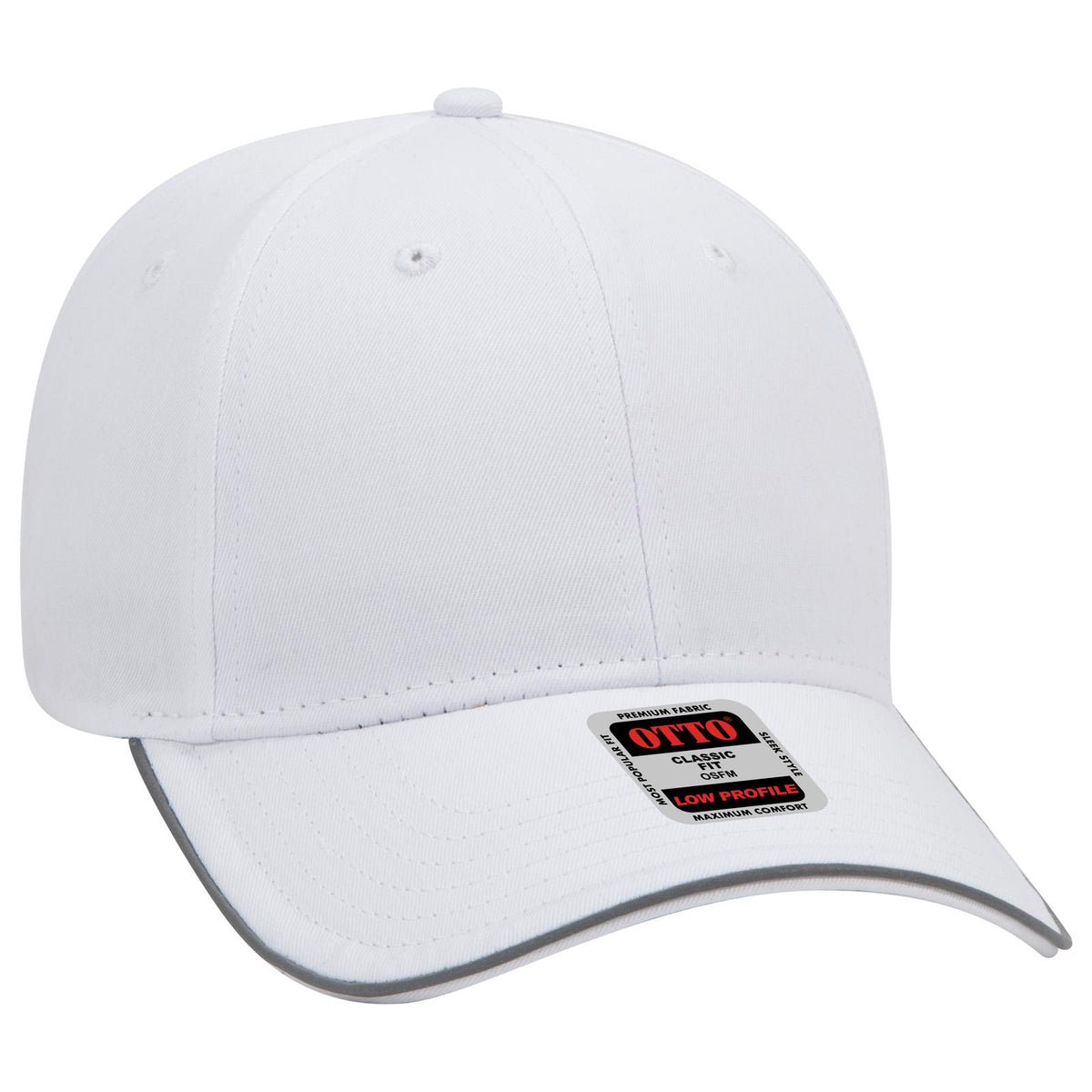 Right View of 016 - White OTTO CAP Reflective 6 Panel Low Profile Baseball Cap