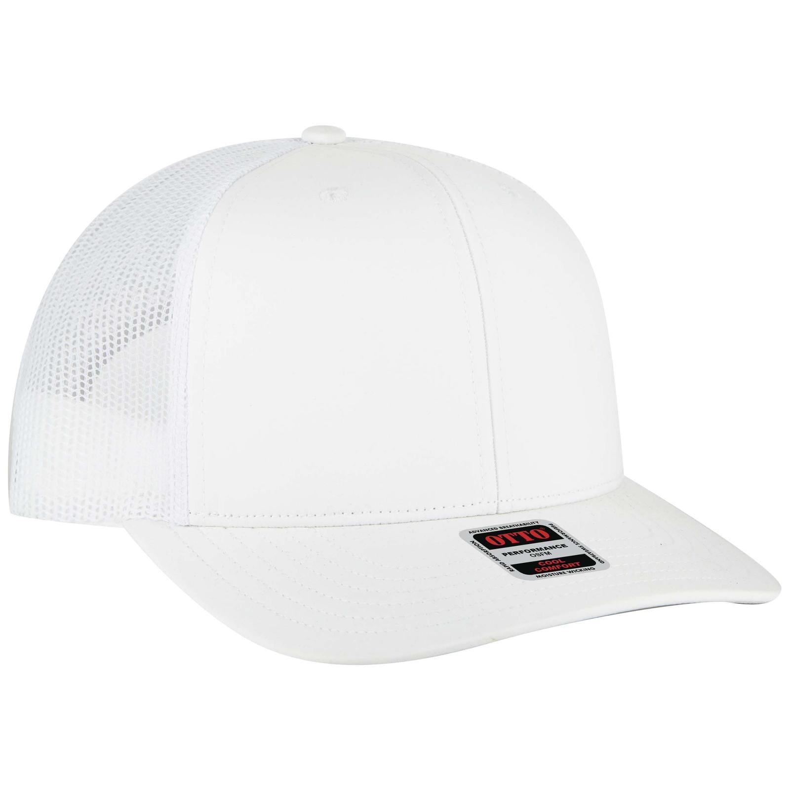 Right View of 016B - Wht OTTO CAP 6 Panel Mid Profile Mesh Back Trucker Hat