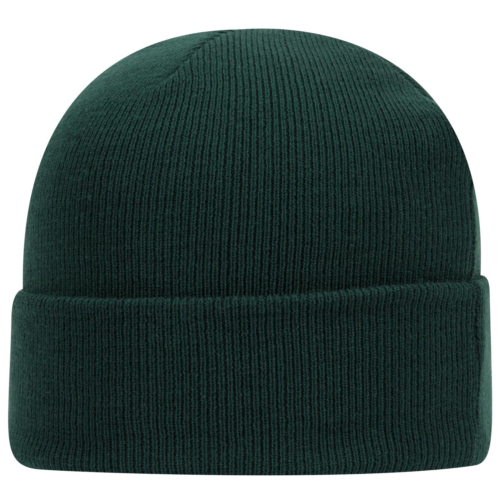 Front View of 017 - Dk. Green OTTO CAP 12" Classic Knit Beanie w/ Cuff