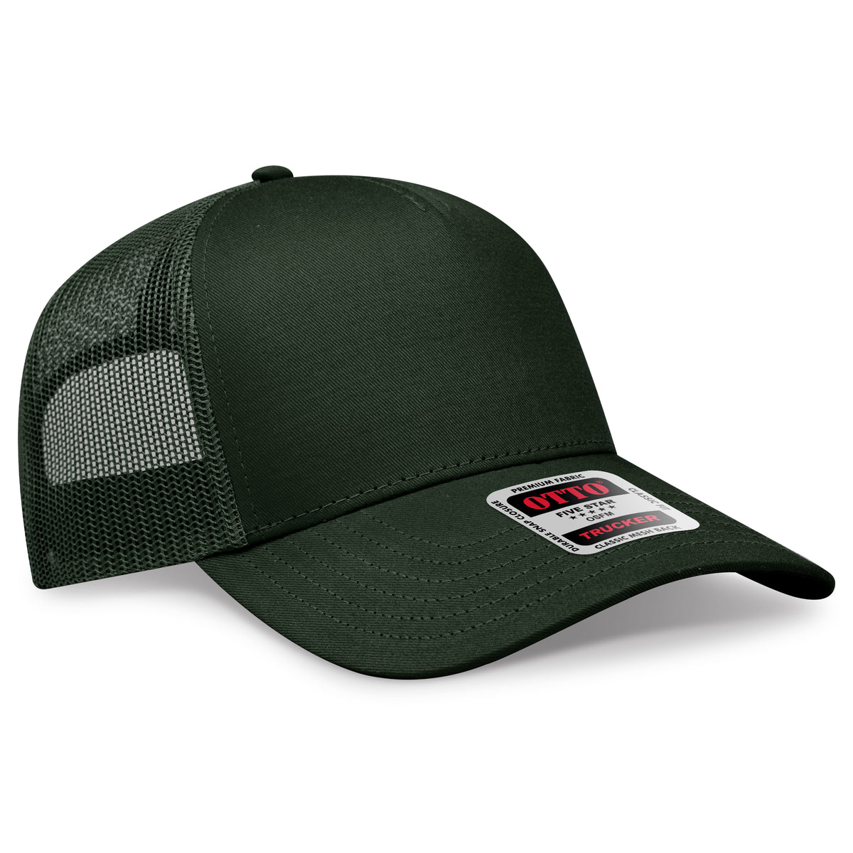 Right View of 017 - Dk. Green OTTO CAP 5 Panel Low Profile Mesh Back Trucker Hat