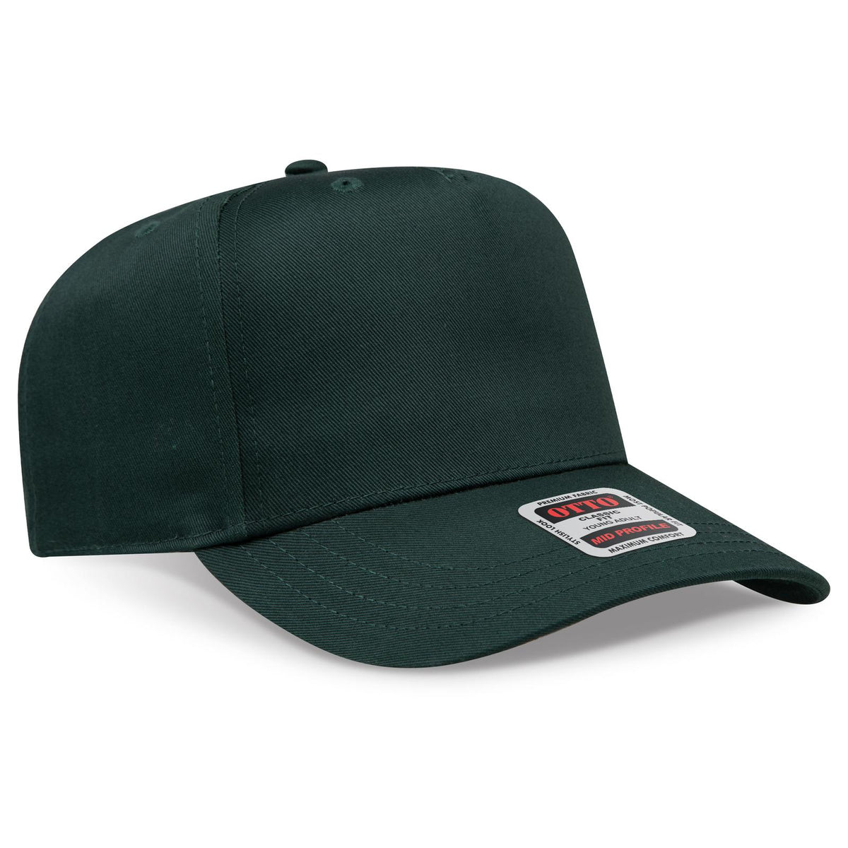 Right View of 017 - Dk. Green OTTO CAP 5 Panel Mid Profile Baseball Cap