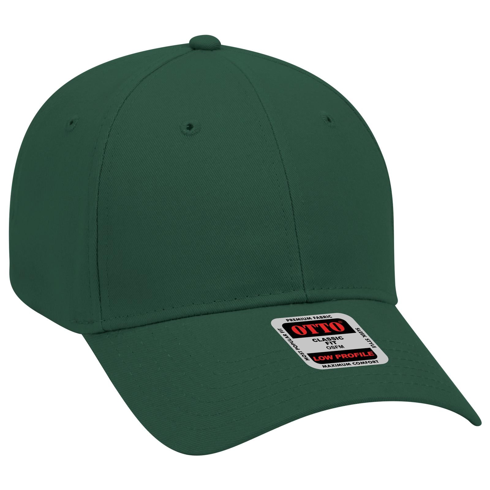 Front View of 017 - Dk. Green OTTO CAP 6 Panel Low Profile Baseball Cap
