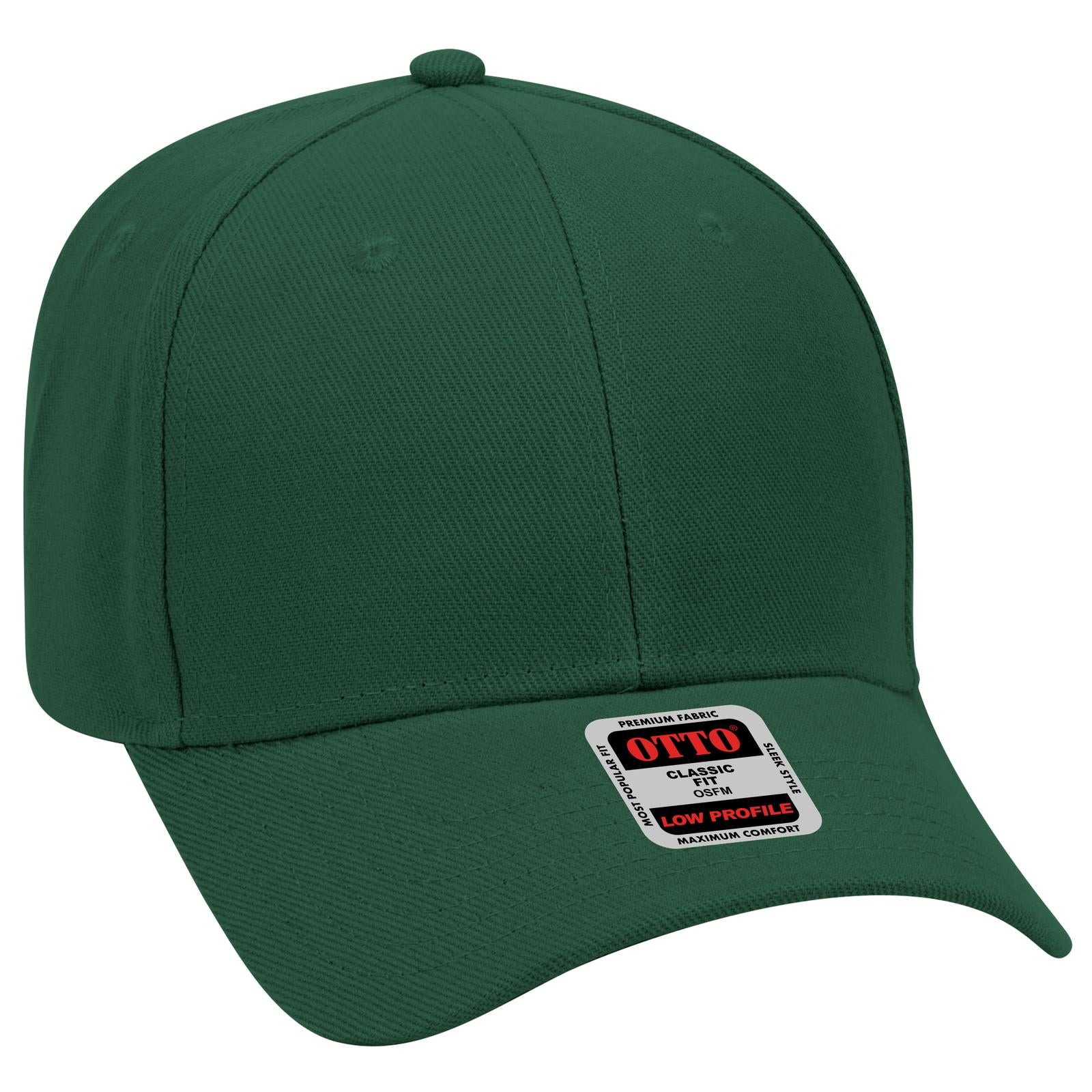 Front View of 017 - Dk. Green OTTO CAP 6 Panel Low Profile Baseball Cap