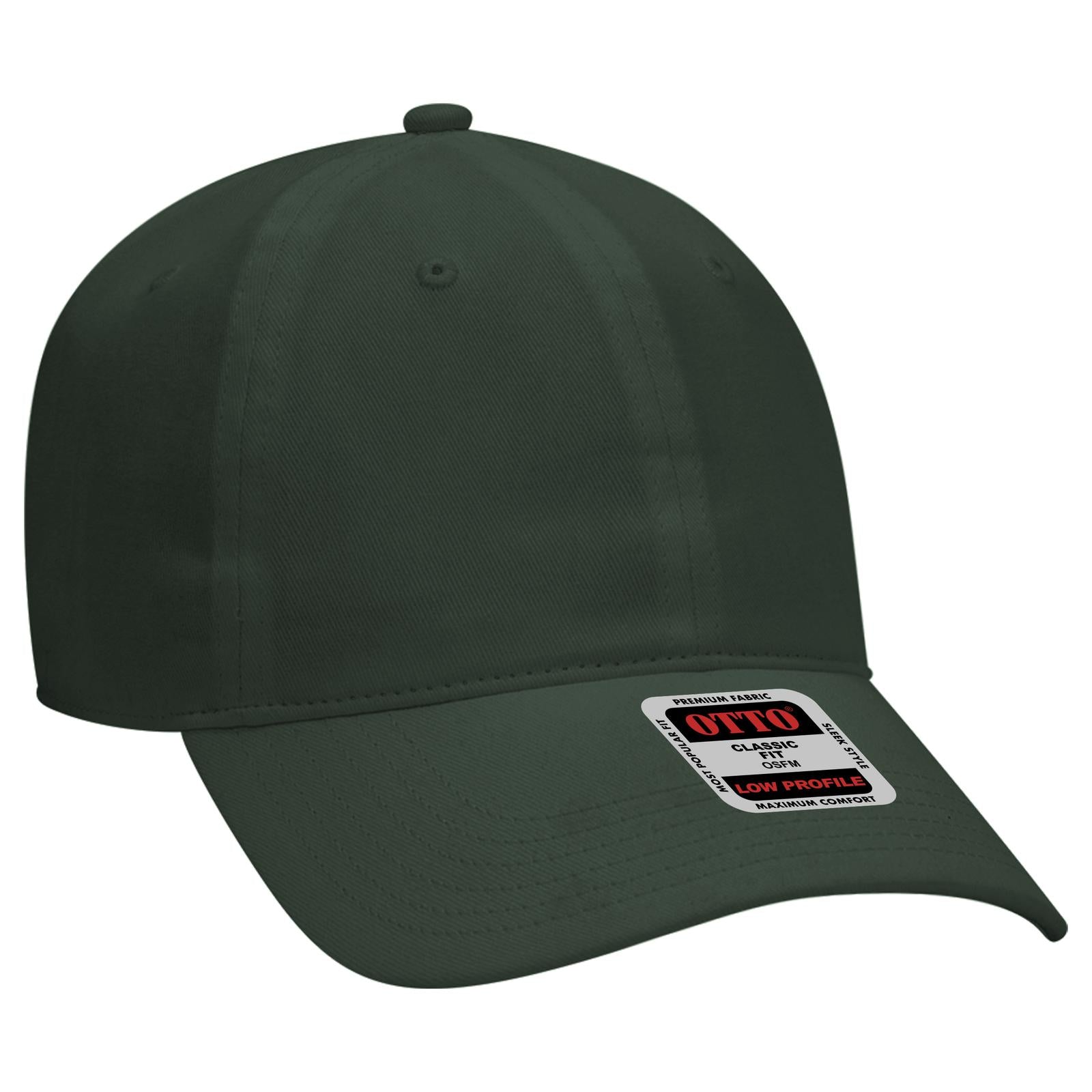 Front View of 017 - Dk. Green OTTO CAP 6 Panel Low Profile Baseball Cap