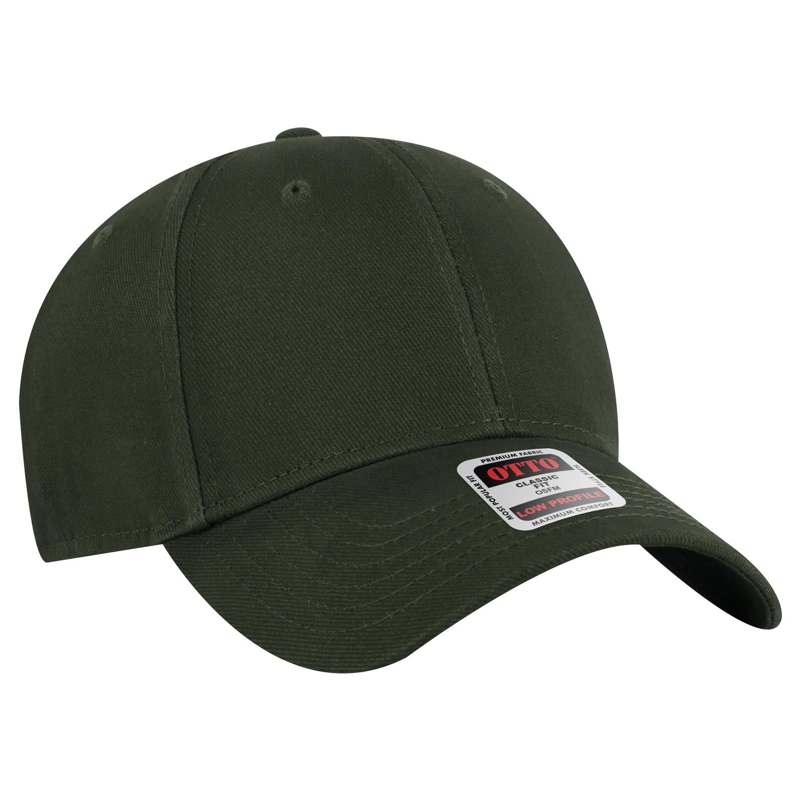 Front View of 017 - Dk. Green OTTO CAP 6 Panel Low Profile Baseball Cap