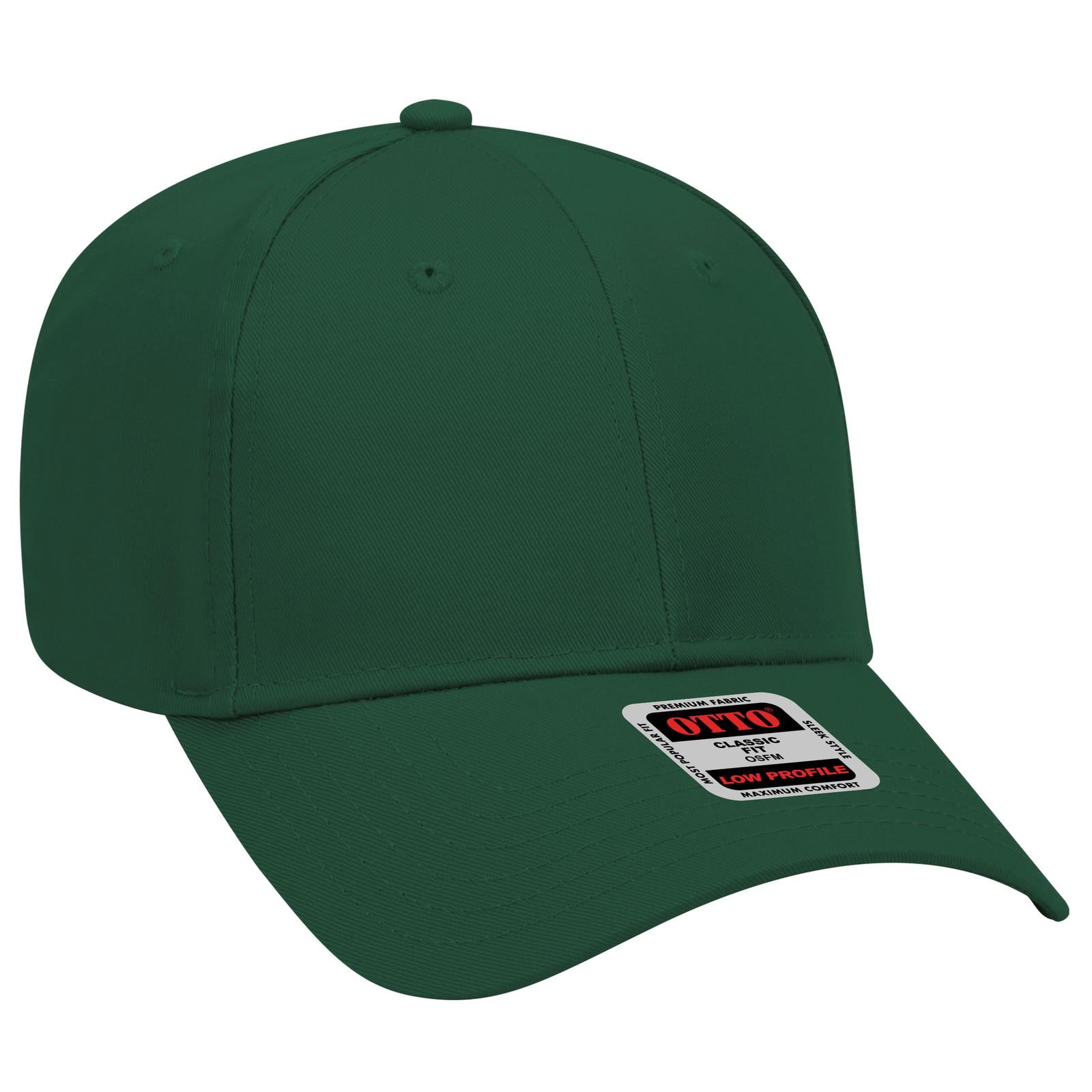 Front View of 017 - Dk. Green OTTO CAP 6 Panel Low Profile Baseball Cap