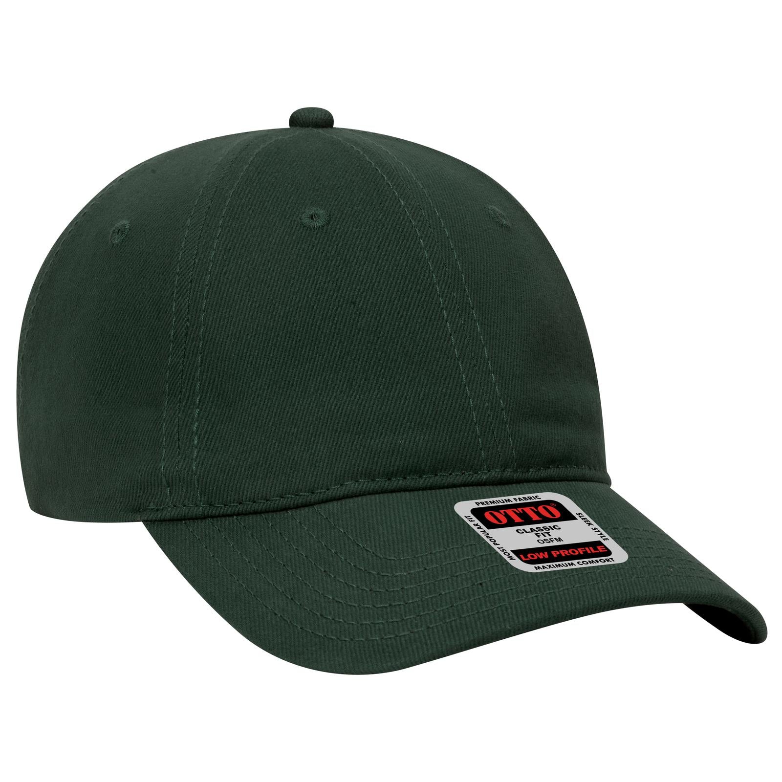 Front View of 017 - Dk. Green OTTO CAP 6 Panel Low Profile Baseball Cap