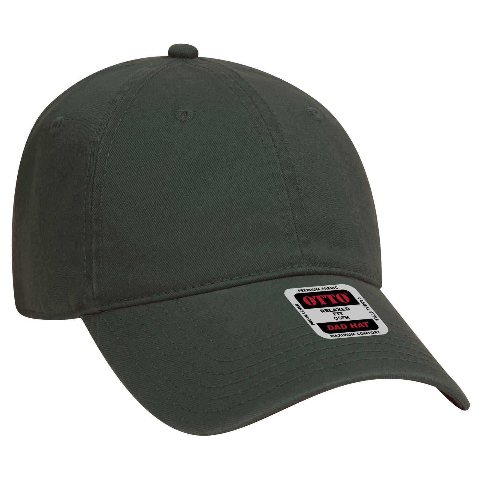 Front View of 017 - Dk. Green OTTO CAP 6 Panel Low Profile Dad Hat