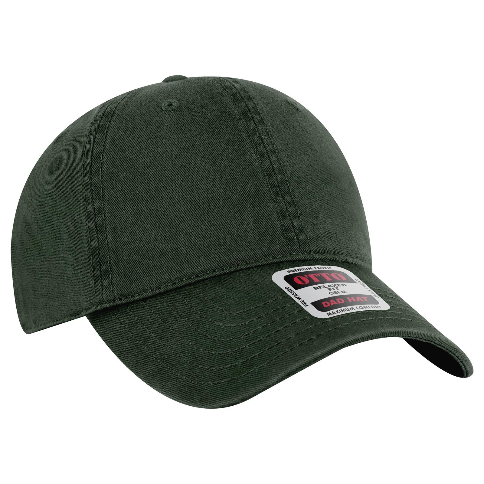 Front View of 017 - Dk. Green OTTO CAP 6 Panel Low Profile Dad Hat