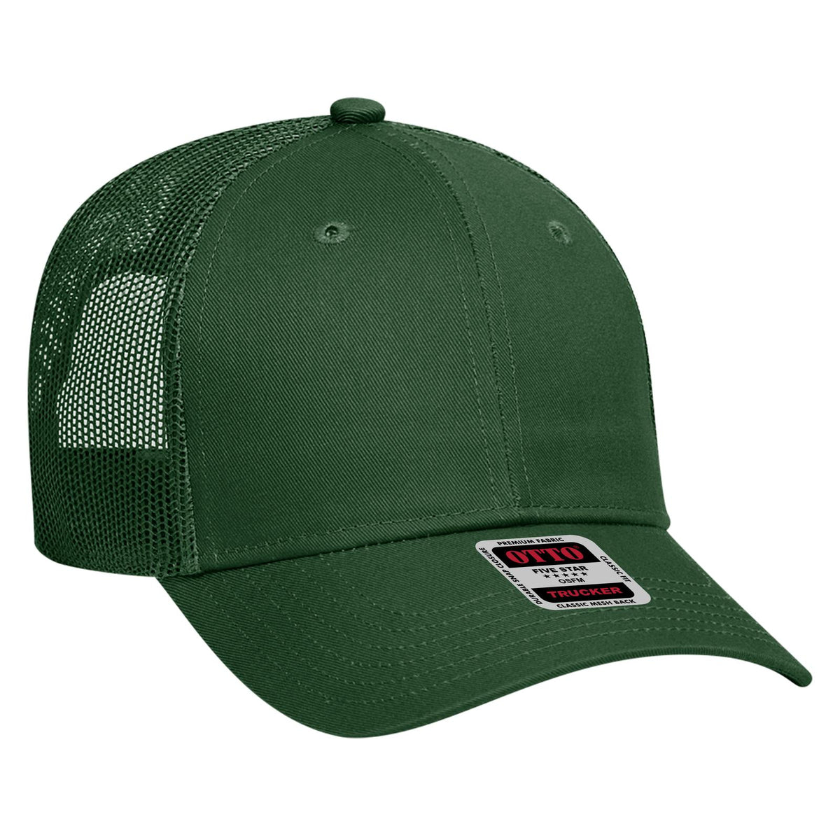 Right View of 017 - Dk. Green OTTO CAP 6 Panel Low Profile Mesh Back Trucker Hat