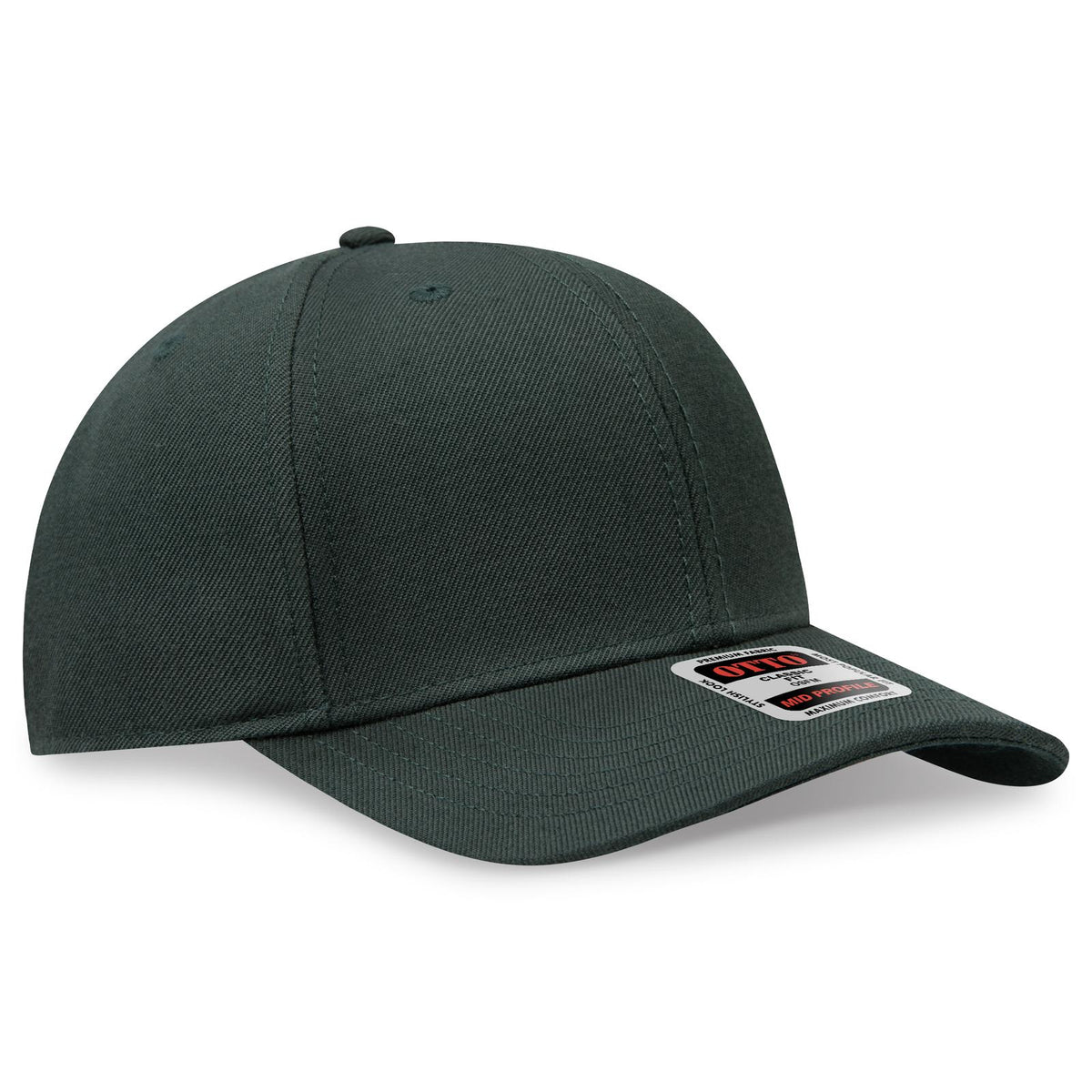 Right View of 017 - Dk. Green OTTO CAP 6 Panel Mid Profile Baseball Cap