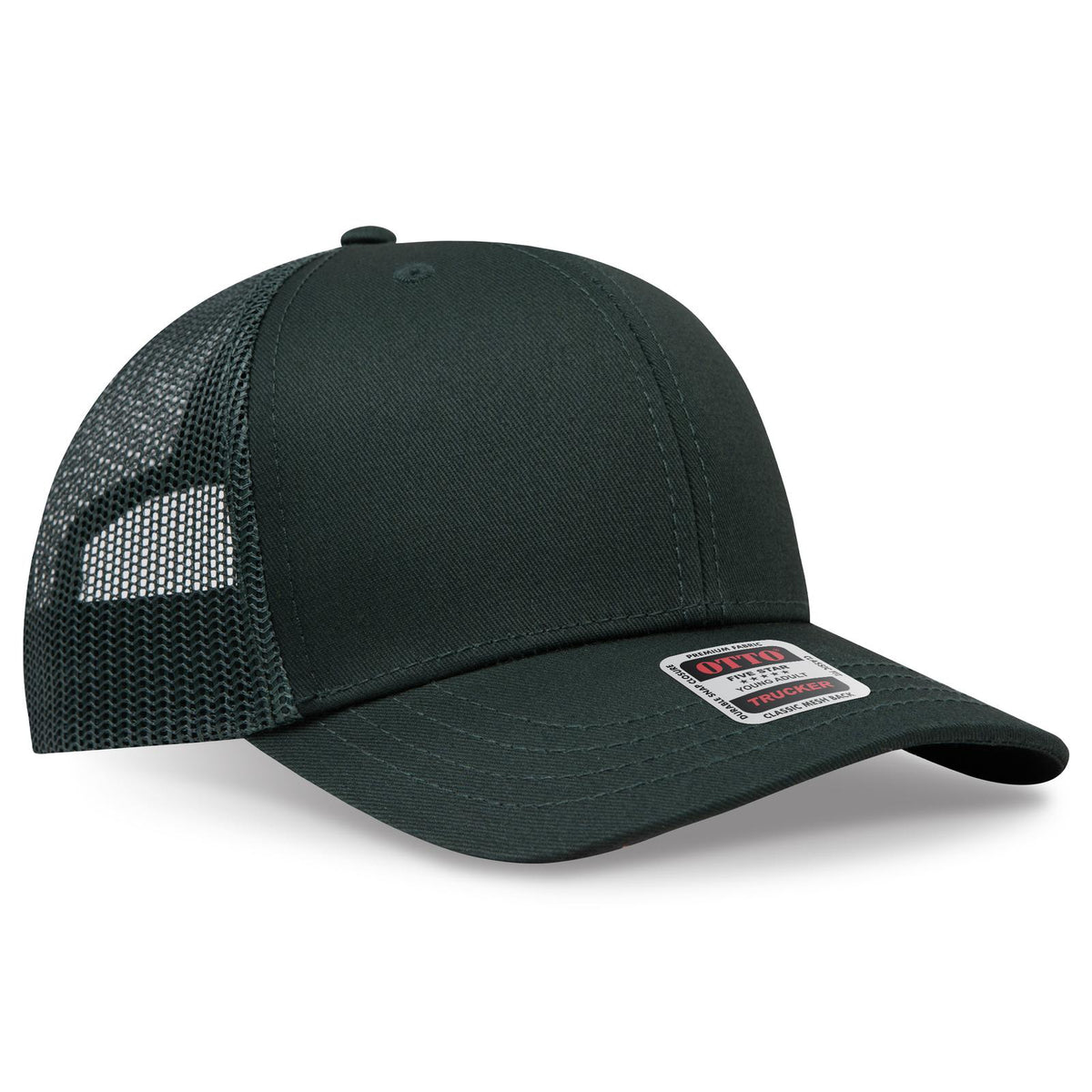 Right View of 017 - Dk. Green OTTO CAP 6 Panel Mid Profile Mesh Back Trucker Hat