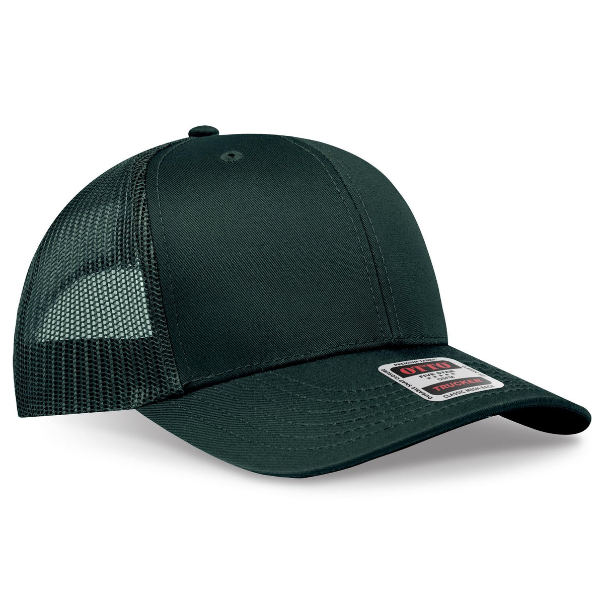 Right View of 017 - Dk. Green OTTO CAP 6 Panel Mid Profile Mesh Back Trucker Hat